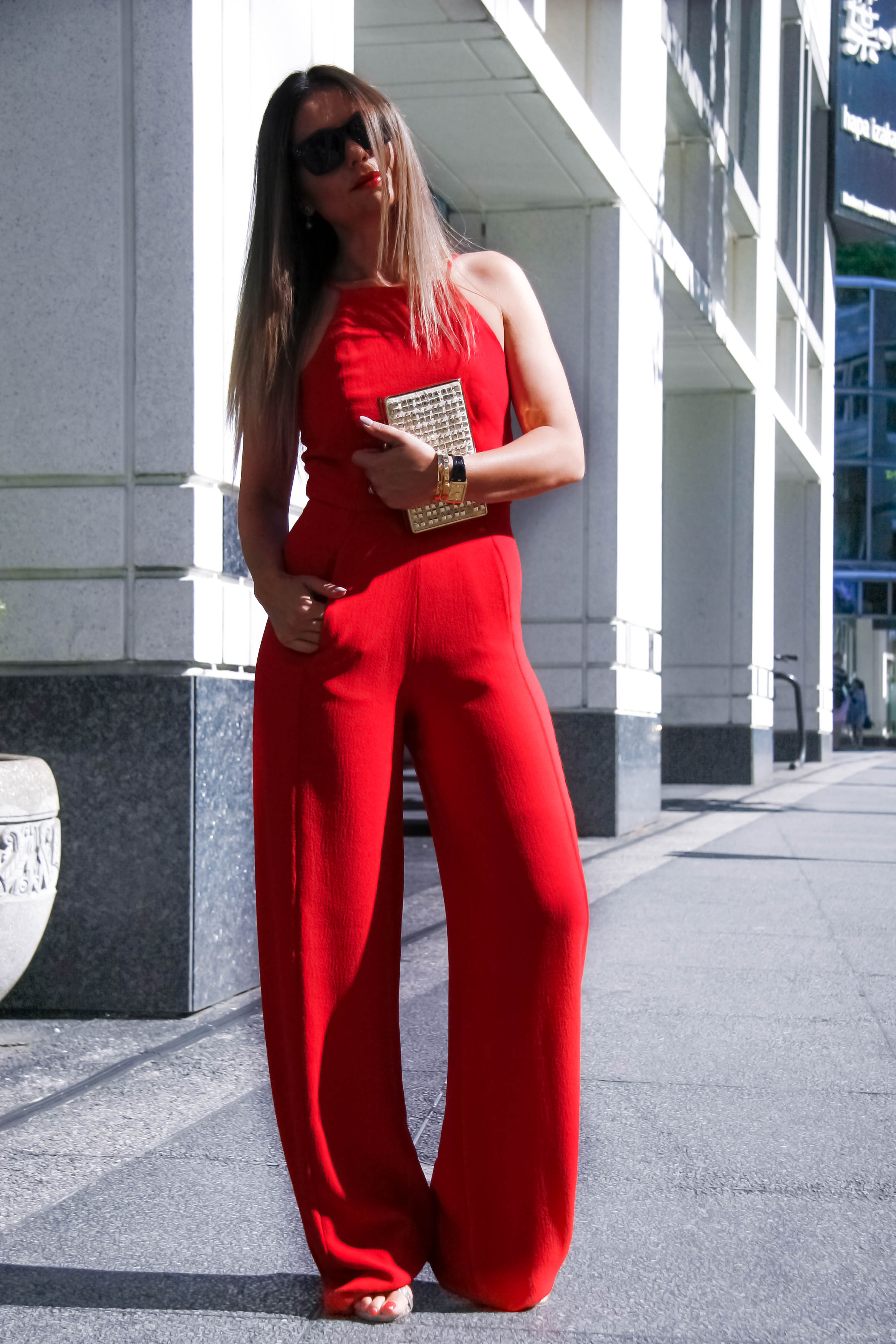 black halo red jumpsuit